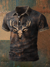 Retro Western Style Elk Art Imprimé Casual Tops pour hommes